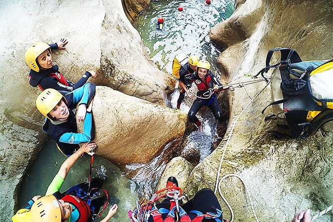 Aquatic canyoning near Benidorm. Estret de les Penyes Bollulla - Inside the Flow: Dry Start, Rope Work, Then Warm Pools