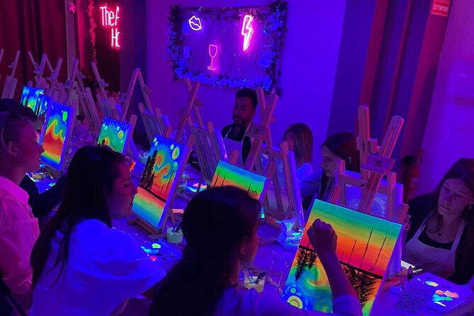 Paint a neon fluorescent picture while drinking unlimited wine - Key highlights to know before you go