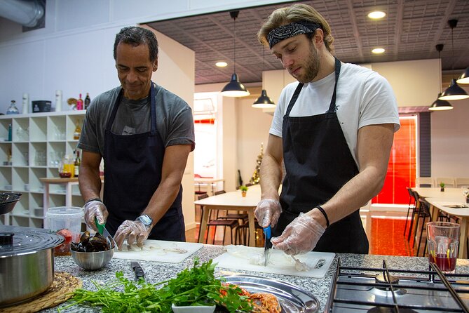 Seafood paella cooking class, tapas and visit to Ruzafa market. - Sangria and tapas in the kitchen area (before the cooking begins)
