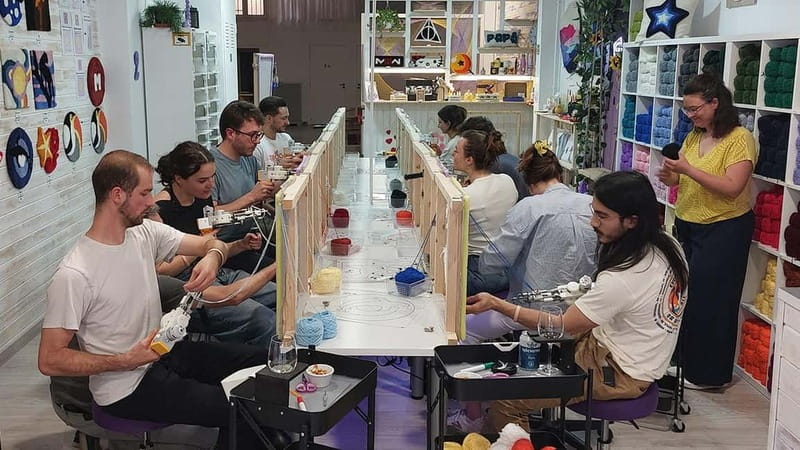 TUFTING: Learn how to make a rug during a fun class in Valencia. - The social side: unlimited drinks, snacks, and a room that feels welcoming