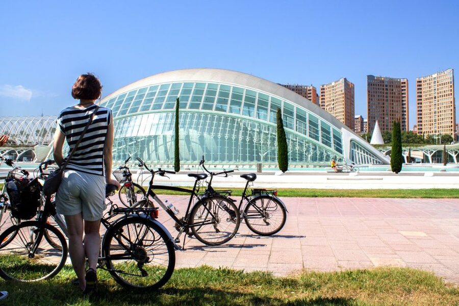 Valencia Bike Tour - Serranos Towers: riding past the medieval entrance feeling